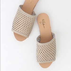 42 Gold Begonia Ecru Woven Leather Slide Sandals NWOB